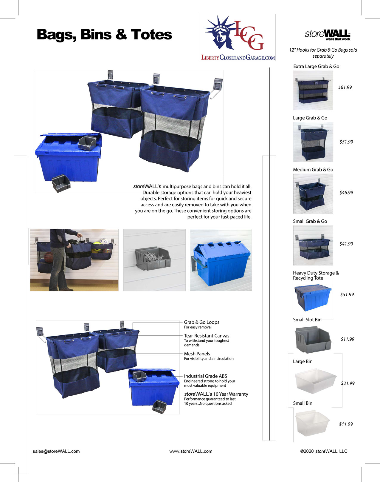 Heavy Duty Storage Tote/Recycle Tote - Garage Storage Cabinets, Slatwall